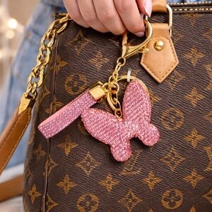 Pink Sparkly Butterfly Keychain 💖✨ Cute Bag Charm